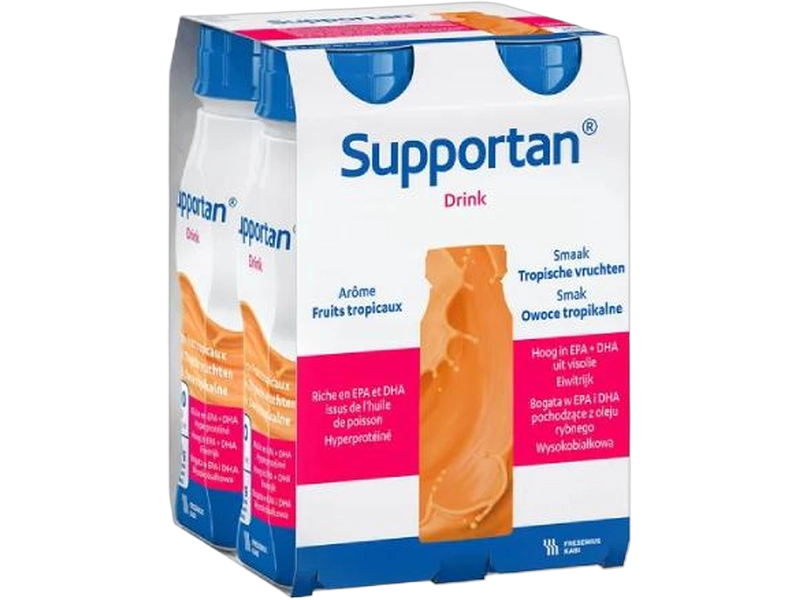 Supportan Drink, smak owoce tropikalne, płyn, 4 x 200 ml
