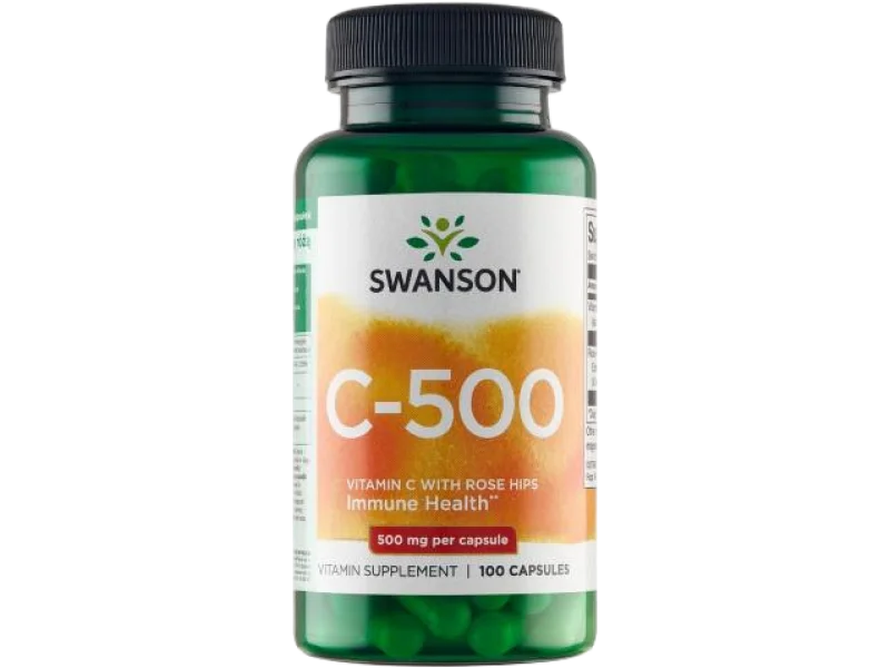 Swanson Witamina C500 + dzika róża, kapsułki, 500 mg, 100 kaps.