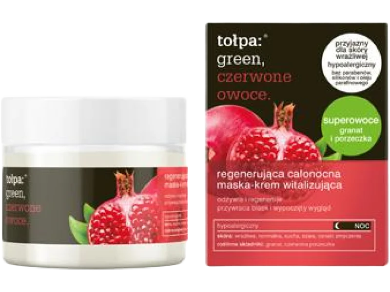 Tołpa Green Czerwone Owoce regenerująca całonocna maska-krem witalizująca, 50 ml