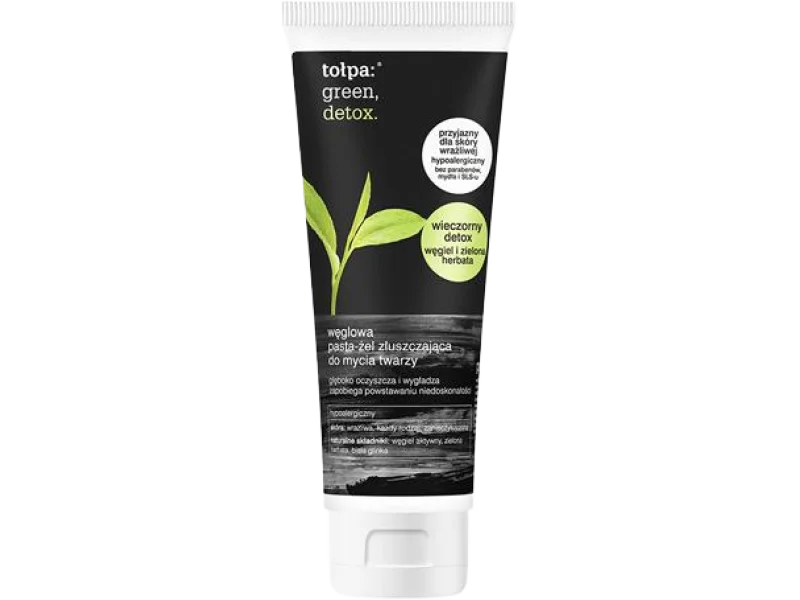 Tołpa Green Detox węglowa pasta-żel złuszczająca do mycia twarzy, 125 ml