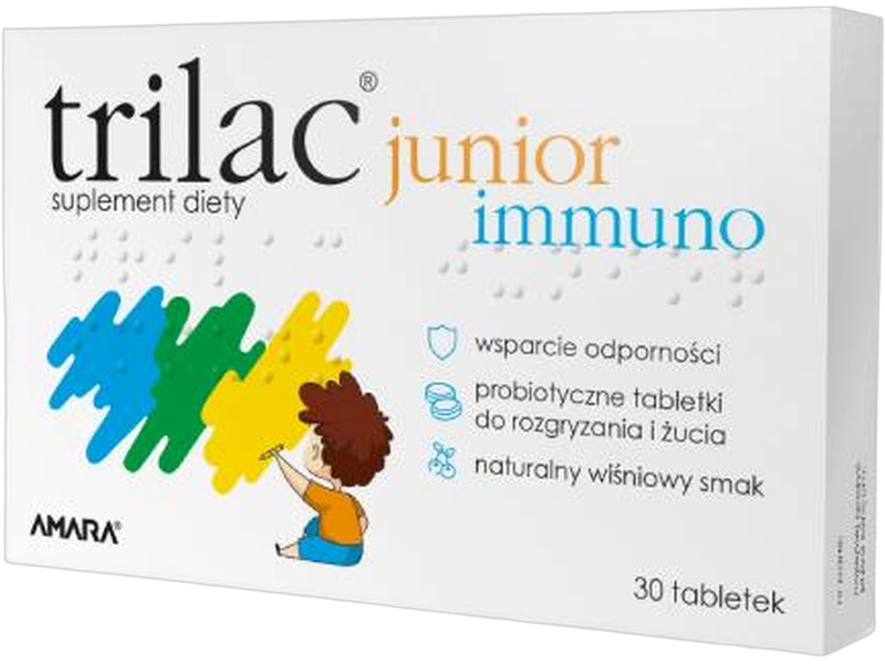 Trilac Junior Immuno, tabletki do rozgryzania i żucia, 30 tabl.