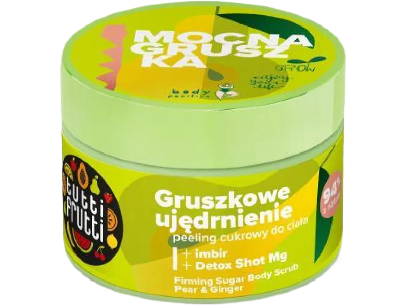Tutti Frutti gruszka i imbir + detox shot Mg ujędrniający peeling cukrowy do ciała, 300 g