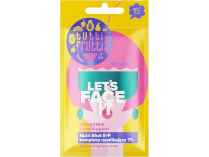 Tutti Frutti Let’s Face It nawilżająca maseczka z kompleksem nawilżającym + Nutri Shot E+F, maska, 7 g