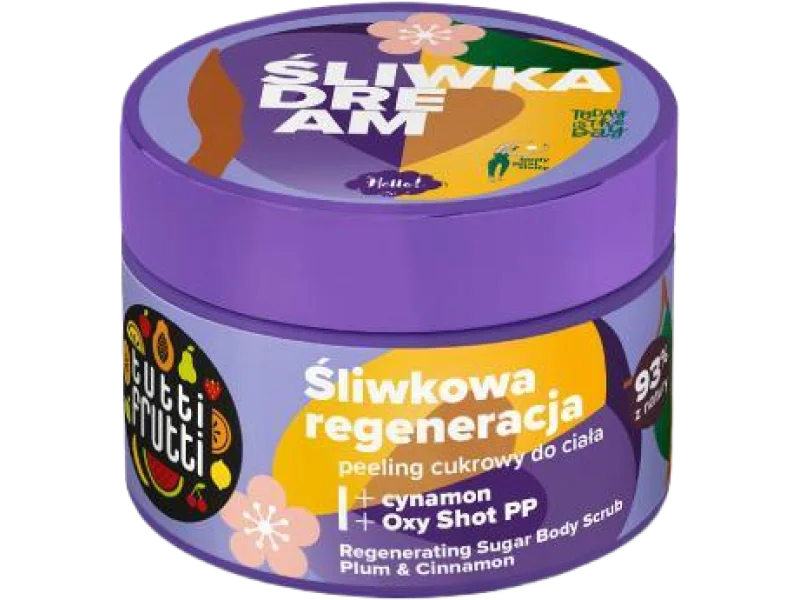 Tutti Frutti śliwka i cynamon + Oxy Shot PP regenerujący peeling do ciała, 300 g