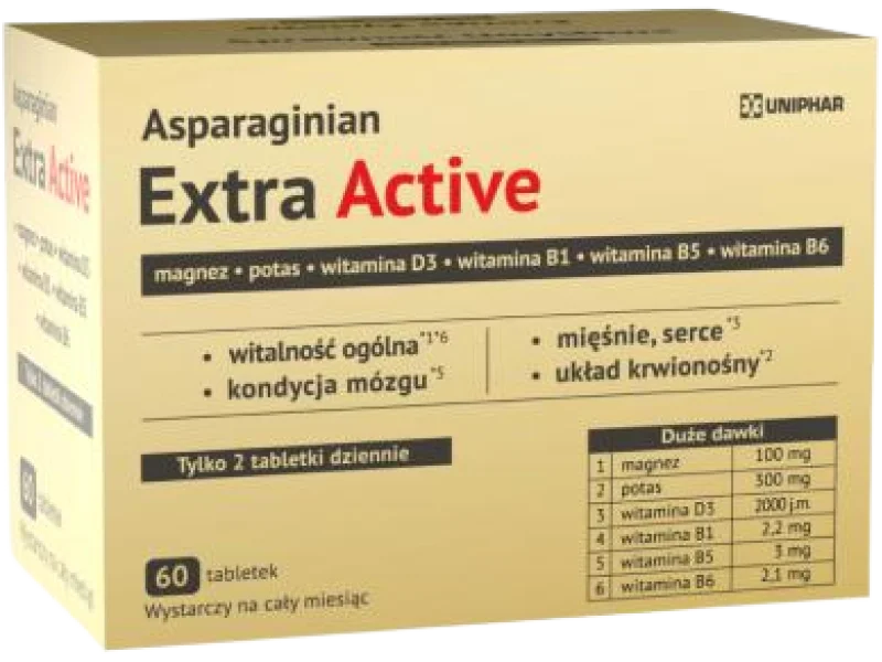 UNIPHAR Asparaginian Extra Active, tabletki, 60 tabl.