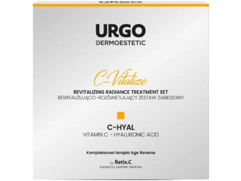 URGO DERMOESTETIC C-Vitalize Rewitalizująco-rozświetlający Zestaw Zabiegowy C-HYAL, zestaw terapeutyczny, 50 + 4 + 10 ml