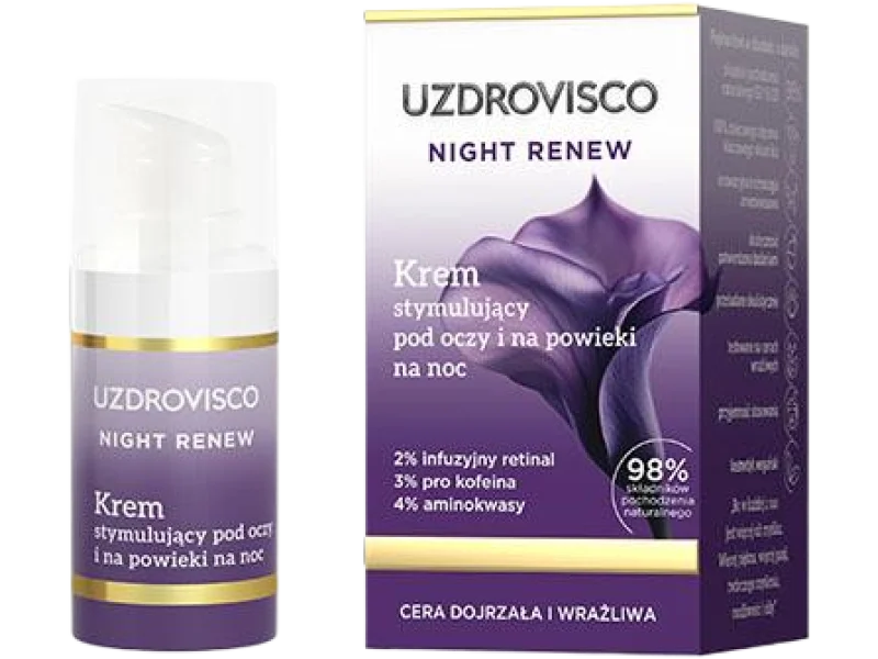 Uzdrovisco Night Renew Krem stymulujący pod oczy i na powieki na noc, 15 ml