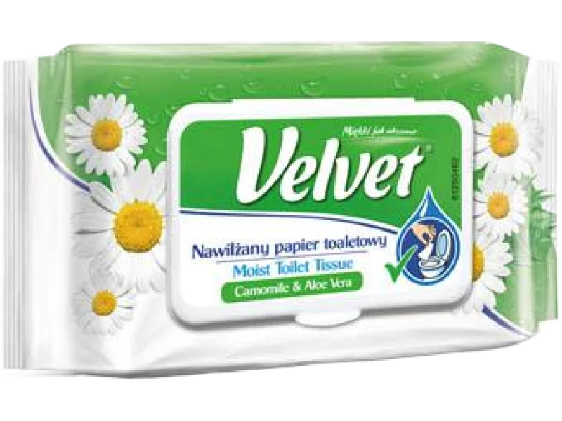 VELVET Rumianek i aloes nawilżany papier toaletowy, chusteczki, 48 szt.