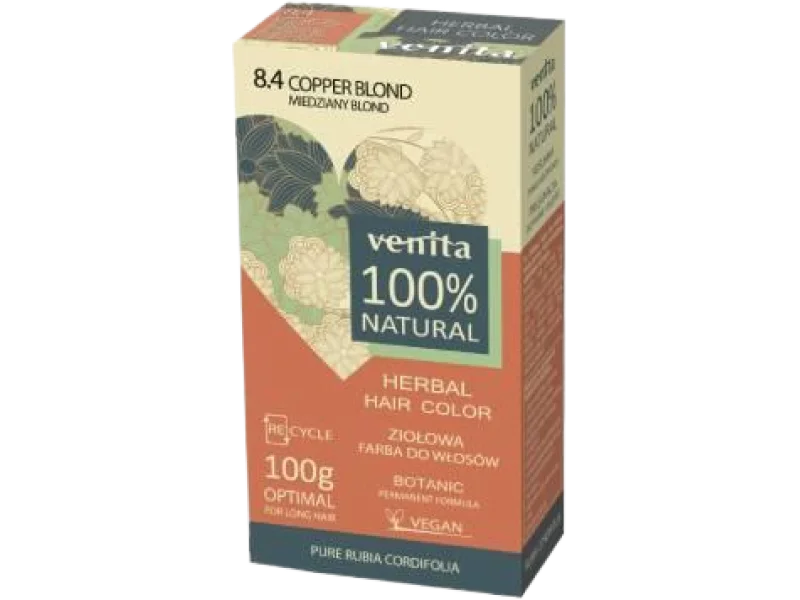 Venita Herbal Hair Color, 8.4 miedziany blond, farba, 100 g