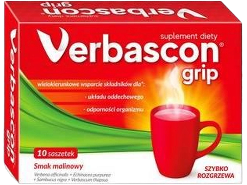 Verbascon Grip, smak malinowy, saszetki, 10 sasz.