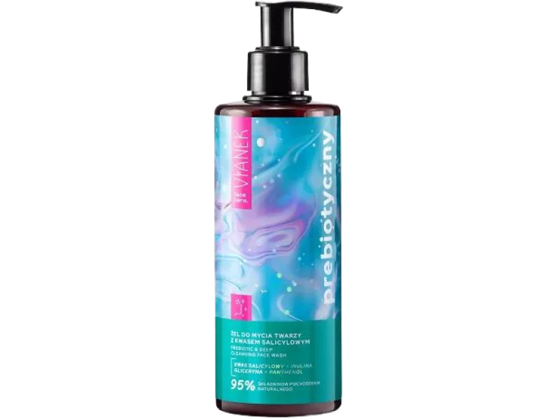VIANEK Prebiotyczny żel do mycia twarzy z kwasem salicylowym, 300 ml