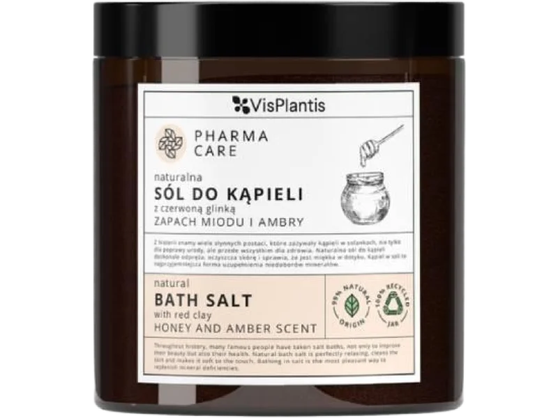 Vis Plantis Pharma Care naturalna sól do kąpieli z czerwoną glinką Miód i Ambra, 800 g