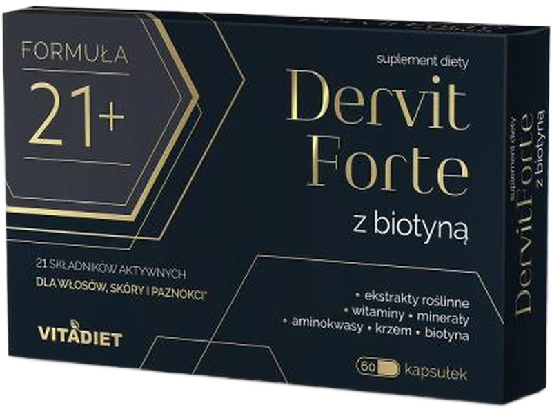 Vitadiet Dervit forte z biotyną, kapsułki, 60 kaps.