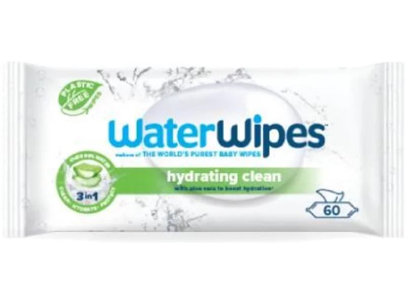 WaterWipes Hydrating Clean Chusteczki nawilżane dla dzieci z ekstraktem z aloesu, 60 szt.