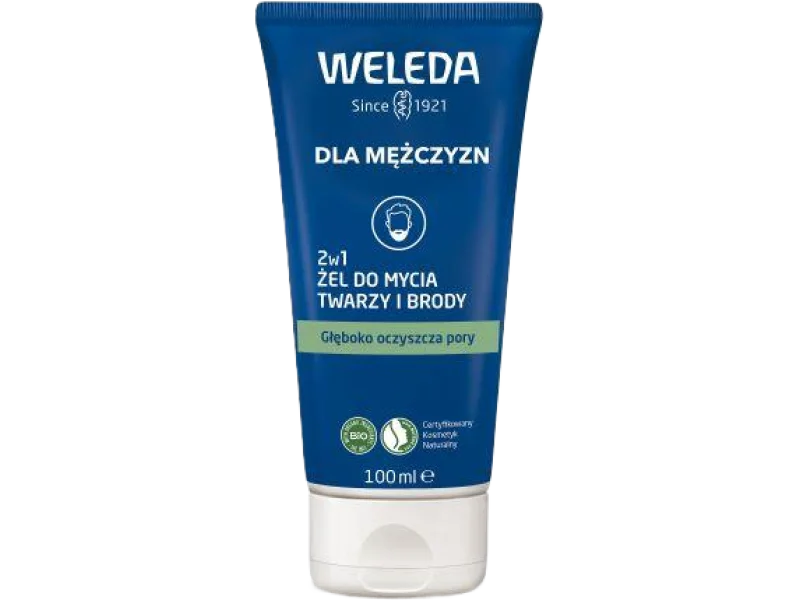 WELEDA Żel do mycia twarzy i brody dla mężczyzn 2w1, żel, 100 ml