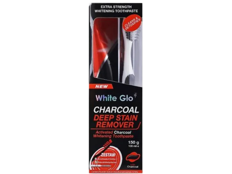 White Glo Deep Stain Remover Pasta do zębów + Szczoteczka do zębów + Wykałaczki dentystyczne, 100 ml