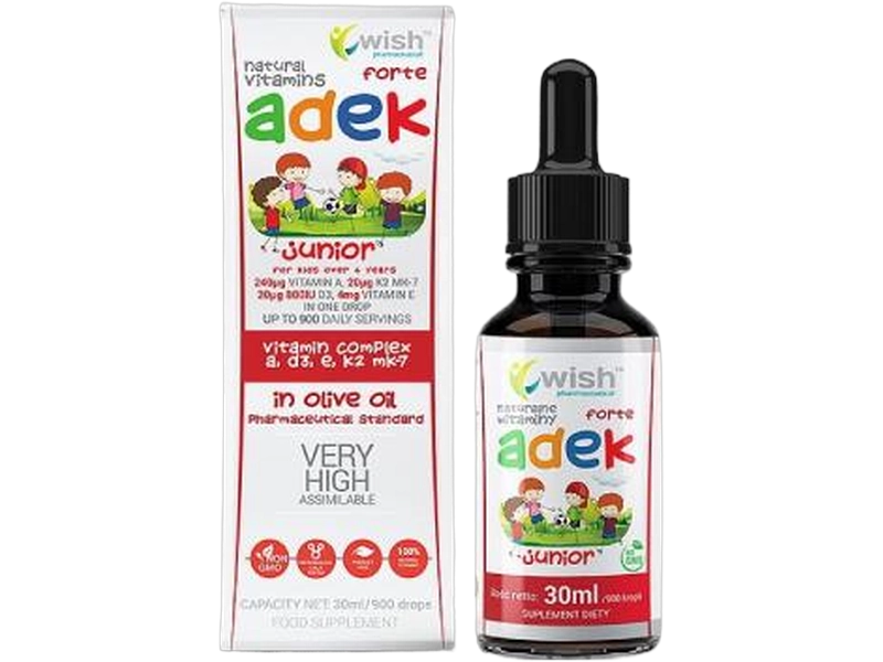 Wish ADEK Junior Forte dla dzieci, krople, 30 ml