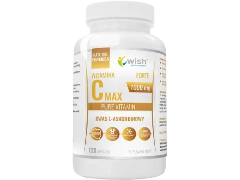 Wish Pharmaceutical Witamina C Kwas L-Askorbinowy, kapsułki, 1000 mg, 120 kaps.