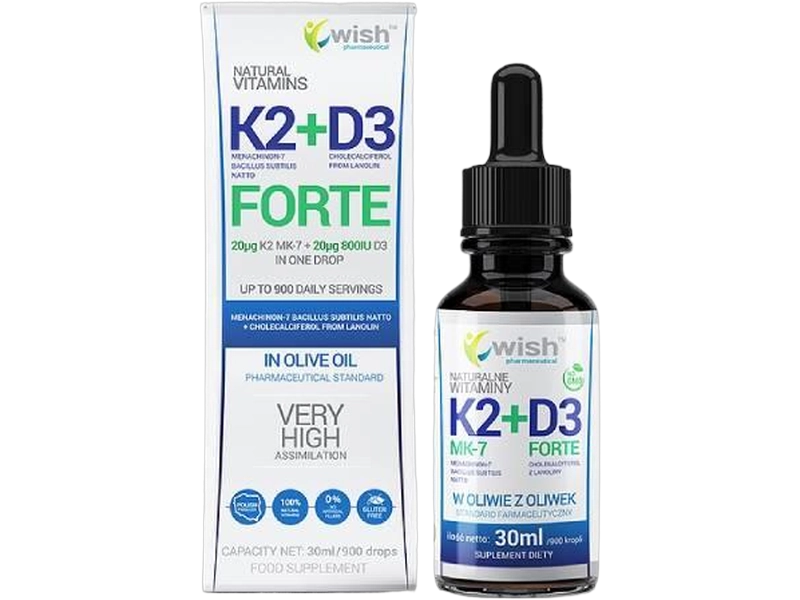 Wish Witamina K2 MK-7 + D3 Forte, krople, 30 ml