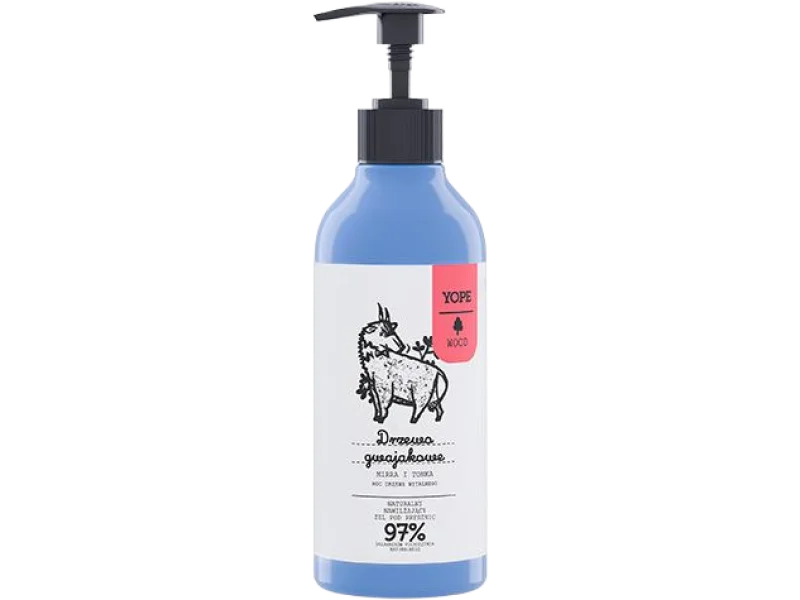 Yope naturalny nawilżający żel pod prysznic drzewo gwajakowe mirra i tonka, 400 ml