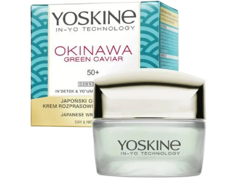 YOSKINE Okinawa Green Caviar 50+ Japoński glow-lifting Krem rozprasowujący zmarszczki na dzień i noc, 50 ml
