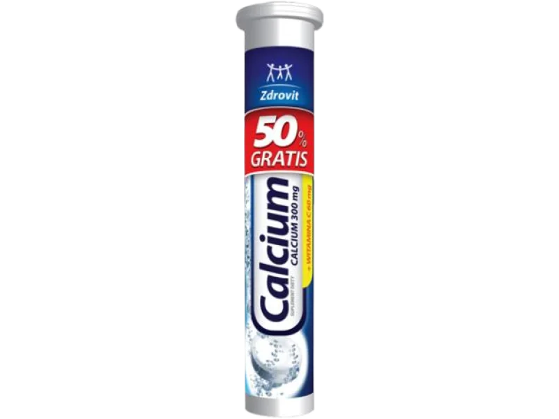 ZDROVIT CALCIUM 300 Mg + VITAMIN C (mandarynka), tabletki musujące, 20 tabl.