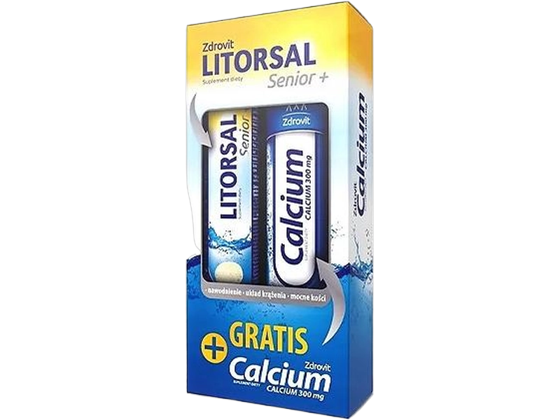 Zdrovit Litorsal Senior+ Calcium, tabletki musujące, 24 + 20 tabl. + tabl.
