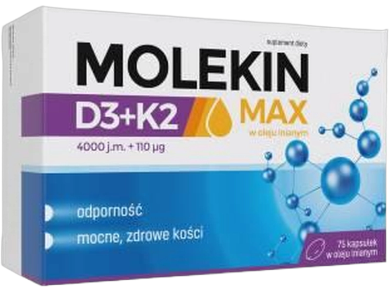 Zdrovit Molekin Max witamina D3 + K2 w oleju lnianym, kapsułki, 100 µg + 110 µg, 75 kaps.
