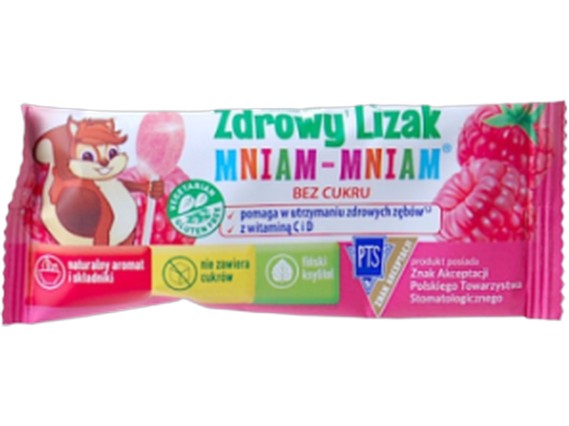 Zdrowy Lizak Mniam-Mniam, smak malinowy, 1 szt.