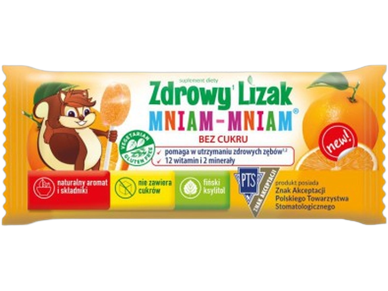 Zdrowy Lizak Mniam-Mniam, smak pomarańczowy, 1 szt.