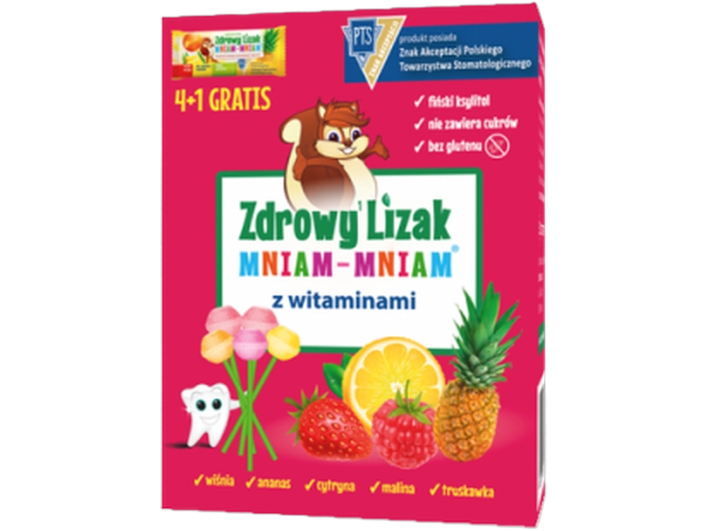 Zdrowy lizak Mniam-mniam z witaminami, 5 szt.