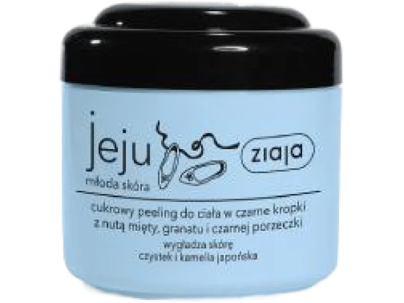 ZIAJA JEJU MŁODA SKÓRA Cukrowy Peeling do ciała w czarne kropki, 200 ml