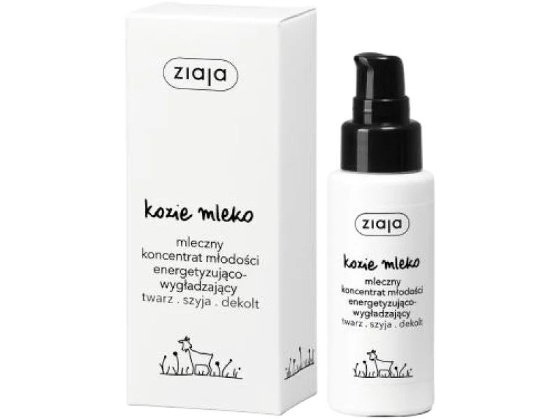 ZIAJA KOZIE MLEKO Mleczny Koncentrat Młodości energetyzująco-wygładzający, serum, 50 ml