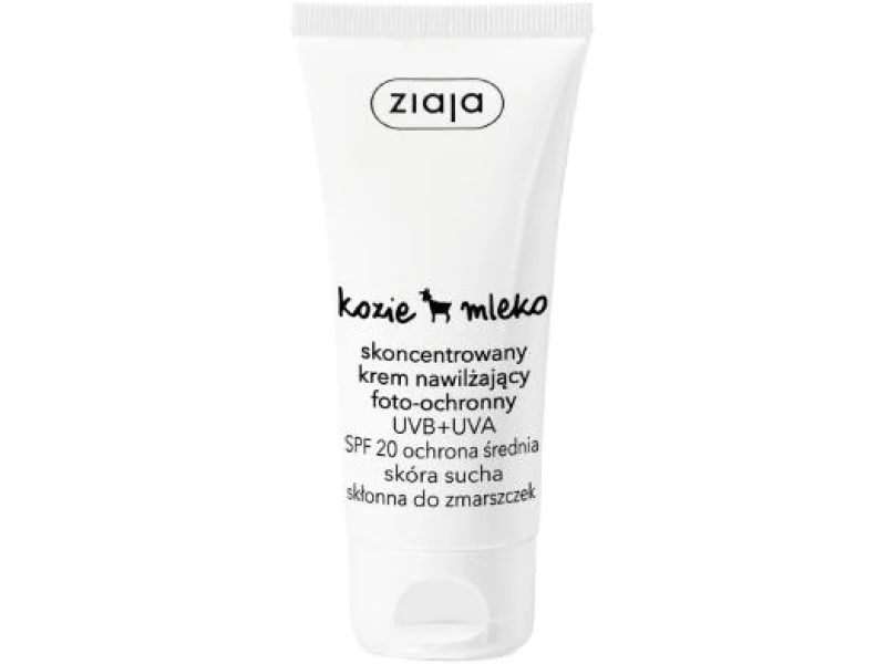 ZIAJA KOZIE MLEKO Skoncentrowany krem nawilżający foto-ochronny SPF 20, 50 ml
