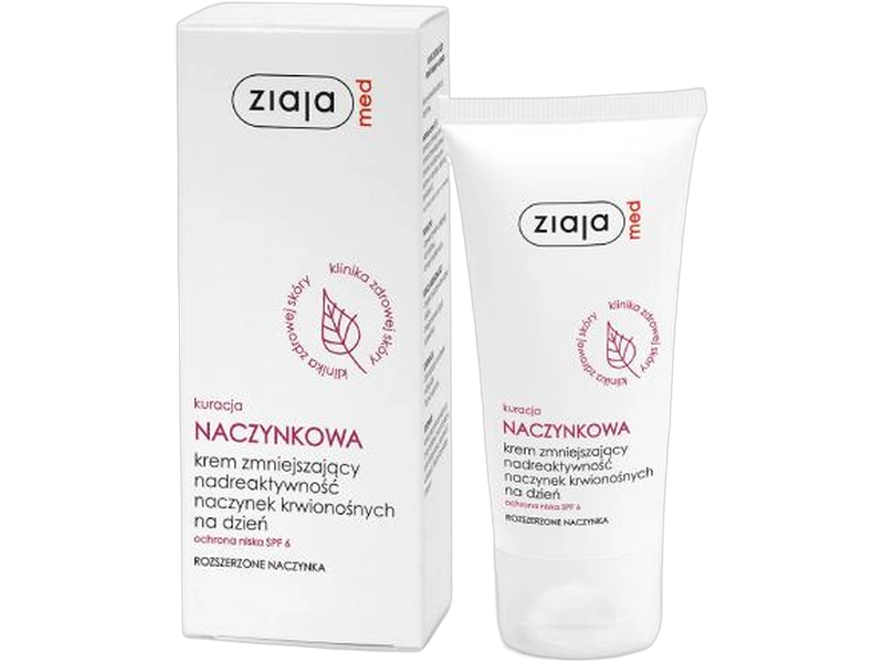 Ziaja Med kuracja naczynkowa krem wyciszający rumień na dzień i noc SPF 10, 50 ml
